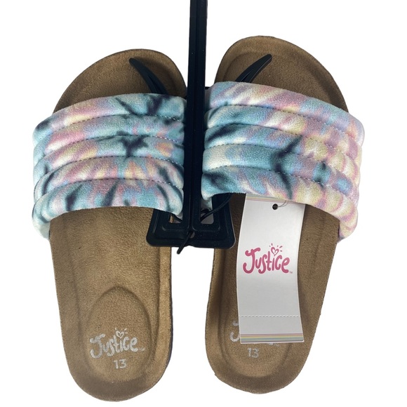 Justice Girls Open Toe Slides Sandals - Size 13 NWT - Picture 3 of 7
